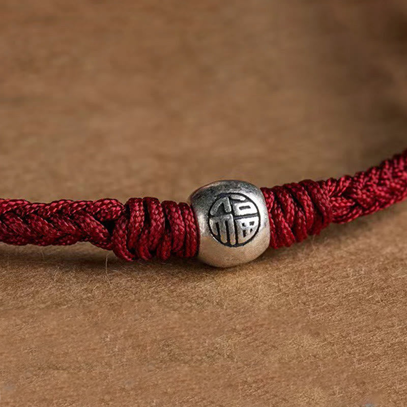 Buddha Stones Handmade String 925 Sterling Silver Fu Bead Braided Fortune Bracelet - image 8