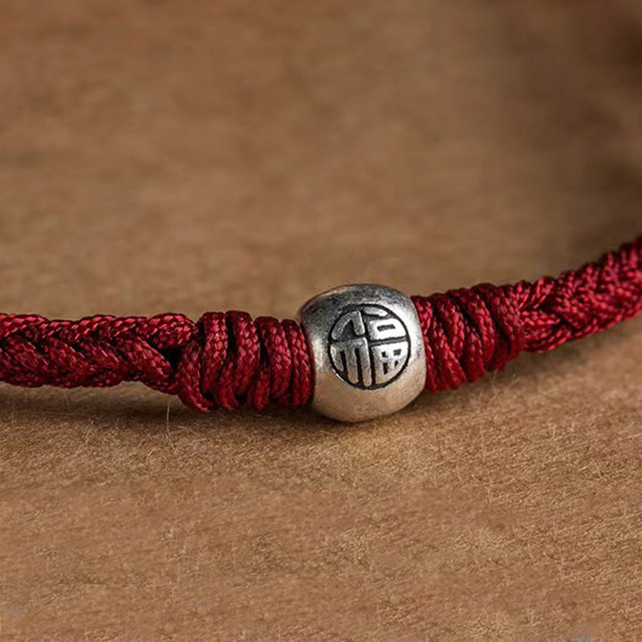 Buddha Stones Handmade String 925 Sterling Silver Fu Bead Braided Fortune Bracelet - image 8