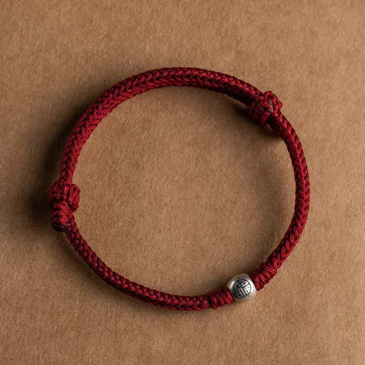 Buddha Stones Handmade String 925 Sterling Silver Fu Bead Braided Fortune Bracelet - image 2