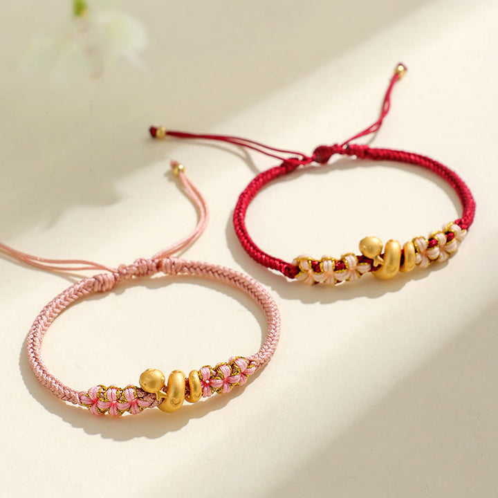 Buddha Stones Handmade 999 Sterling Silver Year Of The Snake Red String Heart Peach Blossom Luck Bracelet - image 15