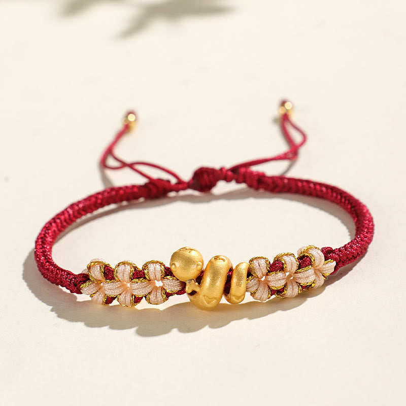 Buddha Stones Handmade 999 Sterling Silver Year Of The Snake Red String Heart Peach Blossom Luck Bracelet - image 9