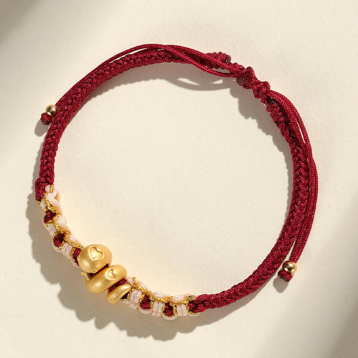 Buddha Stones Handmade 999 Sterling Silver Year Of The Snake Red String Heart Peach Blossom Luck Bracelet - image 11