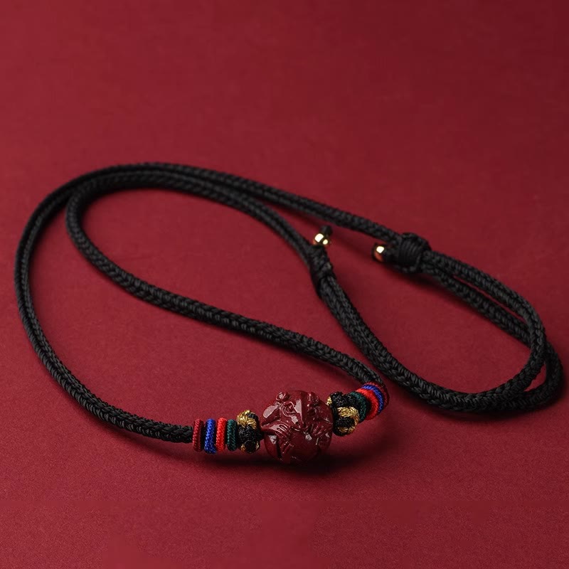 Buddha Stones Cinnabar Chinese Zodiac Black String Blessing Necklace Pendants - Cinnabar Rabbit - image 18
