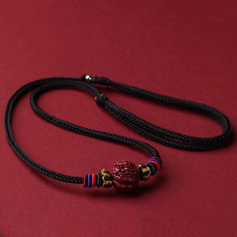 Buddha Stones Cinnabar Chinese Zodiac Black String Blessing Necklace Pendants - Cinnabar Dragon - image 20