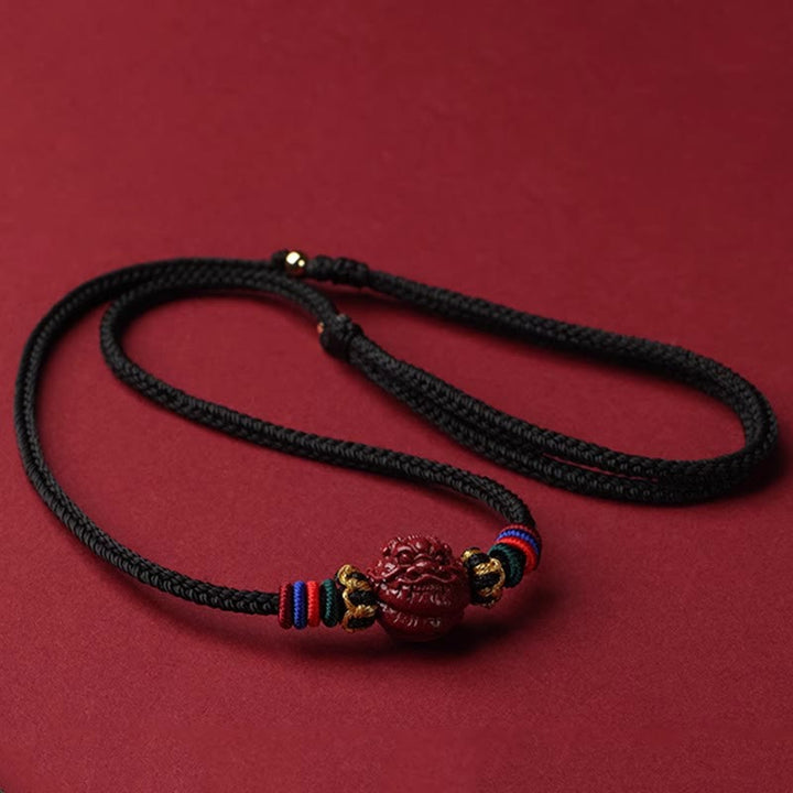 Buddha Stones Cinnabar Chinese Zodiac Black String Blessing Necklace Pendants - Cinnabar Dragon - image 20