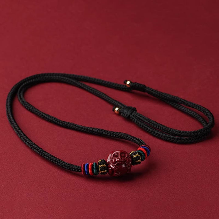 Buddha Stones Cinnabar Chinese Zodiac Black String Blessing Necklace Pendants - Cinnabar Monkey - image 24