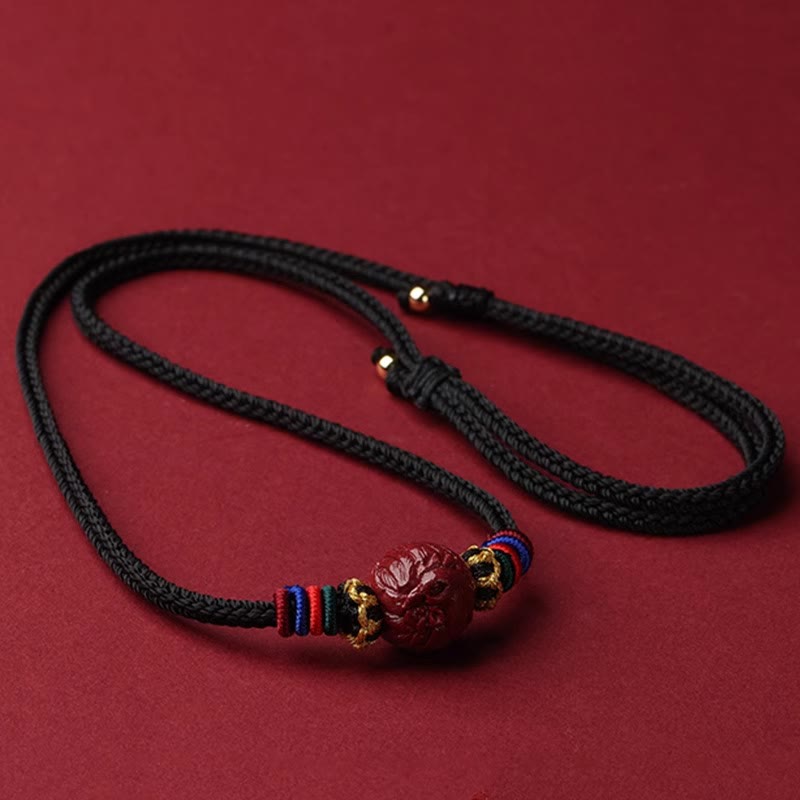 Buddha Stones Cinnabar Chinese Zodiac Black String Blessing Necklace Pendants - Cinnabar Rooster - image 25