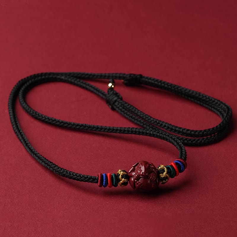 Buddha Stones Cinnabar Chinese Zodiac Black String Blessing Necklace Pendants - Cinnabar Dog - image 26