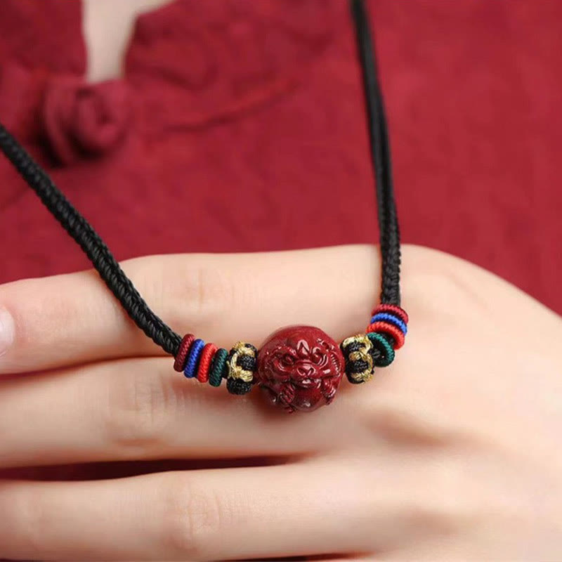 Buddha Stones Cinnabar Chinese Zodiac Black String Blessing Necklace Pendants - image 11