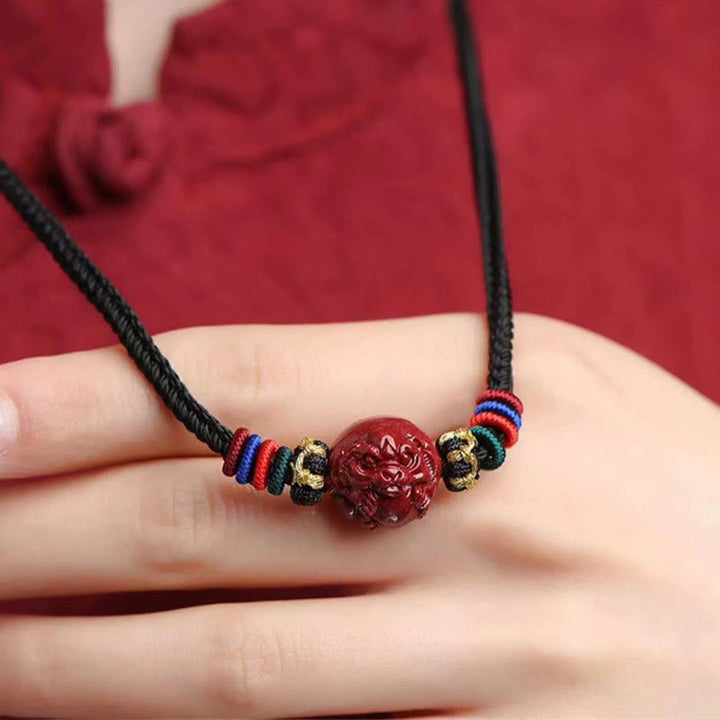Buddha Stones Cinnabar Chinese Zodiac Black String Blessing Necklace Pendants - image 11