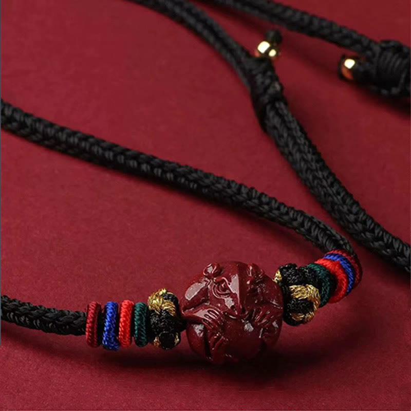 Buddha Stones Cinnabar Chinese Zodiac Black String Blessing Necklace Pendants - image 19