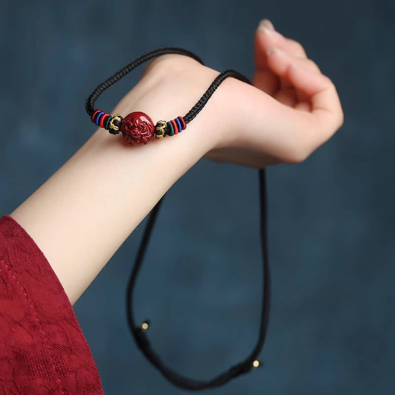 Buddha Stones Cinnabar Chinese Zodiac Black String Blessing Necklace Pendants - image 12