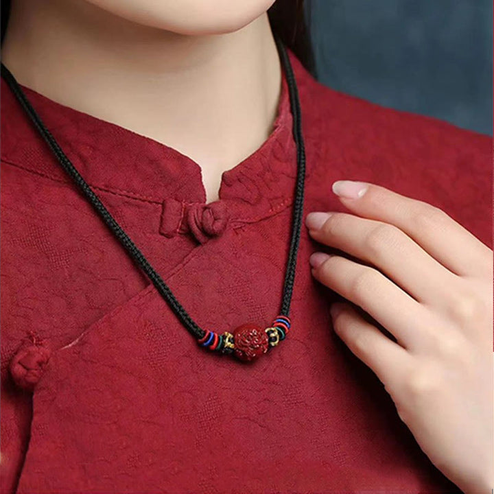 Buddha Stones Cinnabar Chinese Zodiac Black String Blessing Necklace Pendants - image 10