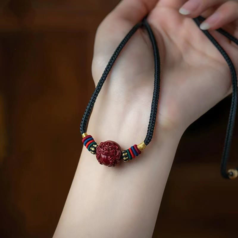 Buddha Stones Cinnabar Chinese Zodiac Black String Blessing Necklace Pendants - image 28
