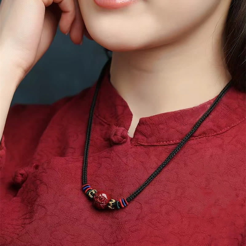 Buddha Stones Cinnabar Chinese Zodiac Black String Blessing Necklace Pendants - image 9