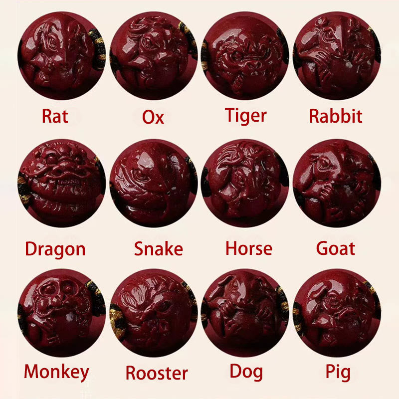 Buddha Stones Cinnabar Chinese Zodiac Black String Blessing Necklace Pendants - image 1