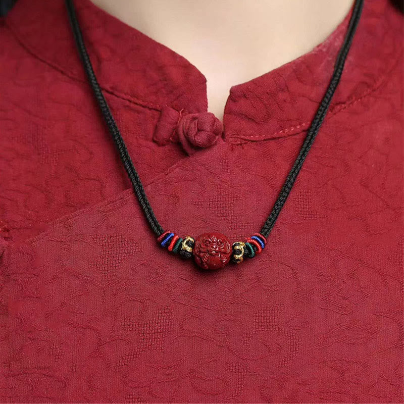 Buddha Stones Cinnabar Chinese Zodiac Black String Blessing Necklace Pendants - image 4