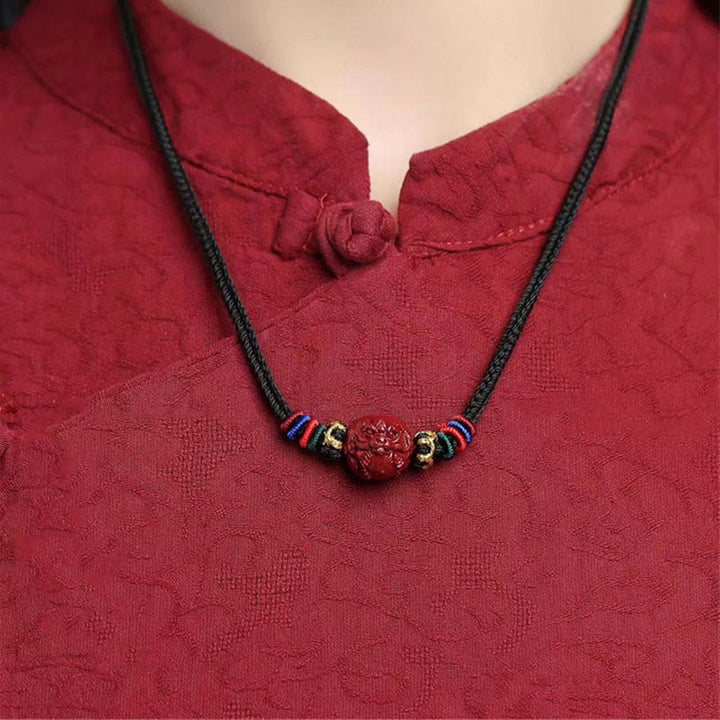 Buddha Stones Cinnabar Chinese Zodiac Black String Blessing Necklace Pendants - image 4