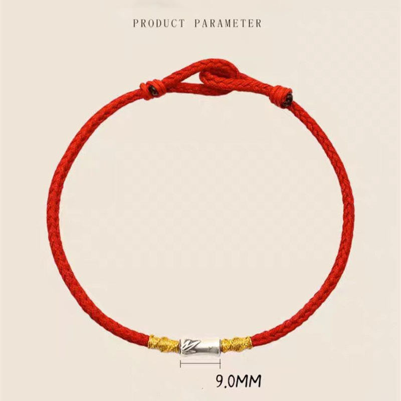 Buddha Stones Handmade 925 Sterling Silver Bamboo Design Red String Luck Braided Bracelet - image 14