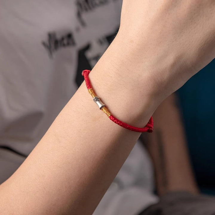 Buddha Stones Handmade 925 Sterling Silver Bamboo Design Red String Luck Braided Bracelet - image 11