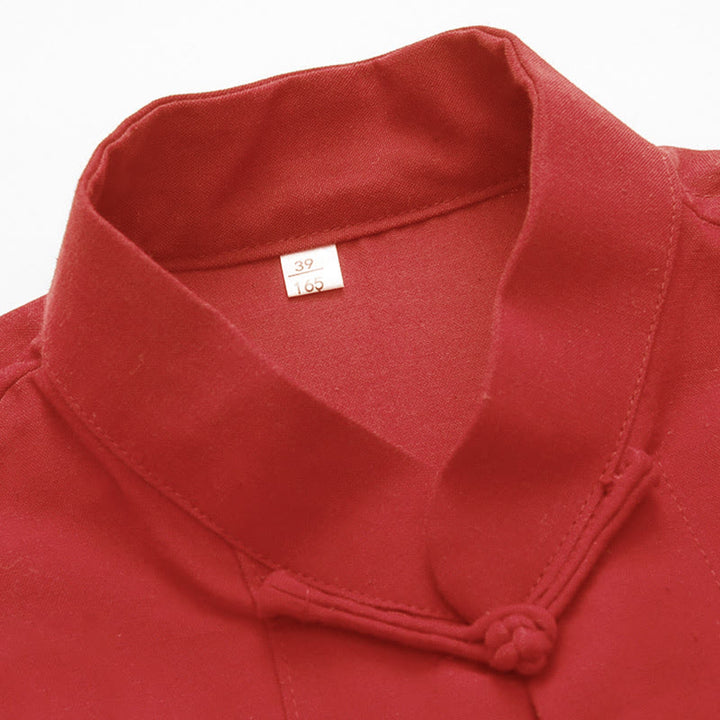 Buddha Stones 2Pcs Fall Men's Tang Suit Frog-Button Cotton Long Sleeve Shirt Pants Set - image 5