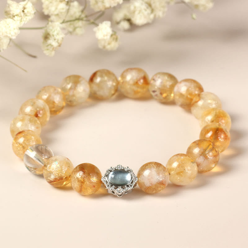 Buddha Stones Natural Citrine Rutilated Quartz Prosperity Bracelet - Citrine Rutilated Quartz(Wrist Circumference: 15cm-Adjustable) - image 0