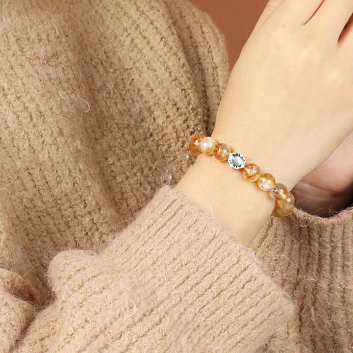 Buddha Stones Natural Citrine Rutilated Quartz Prosperity Bracelet - image 2