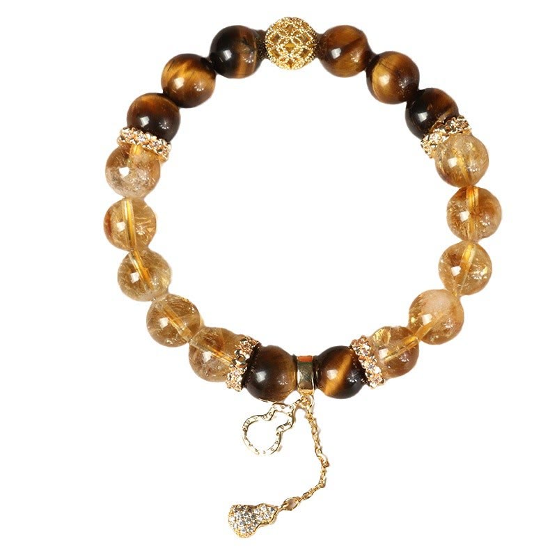 Buddha Stones Natural Tiger Eye Citrine Beads Fortune Gourd Strength Bracelet - image 13