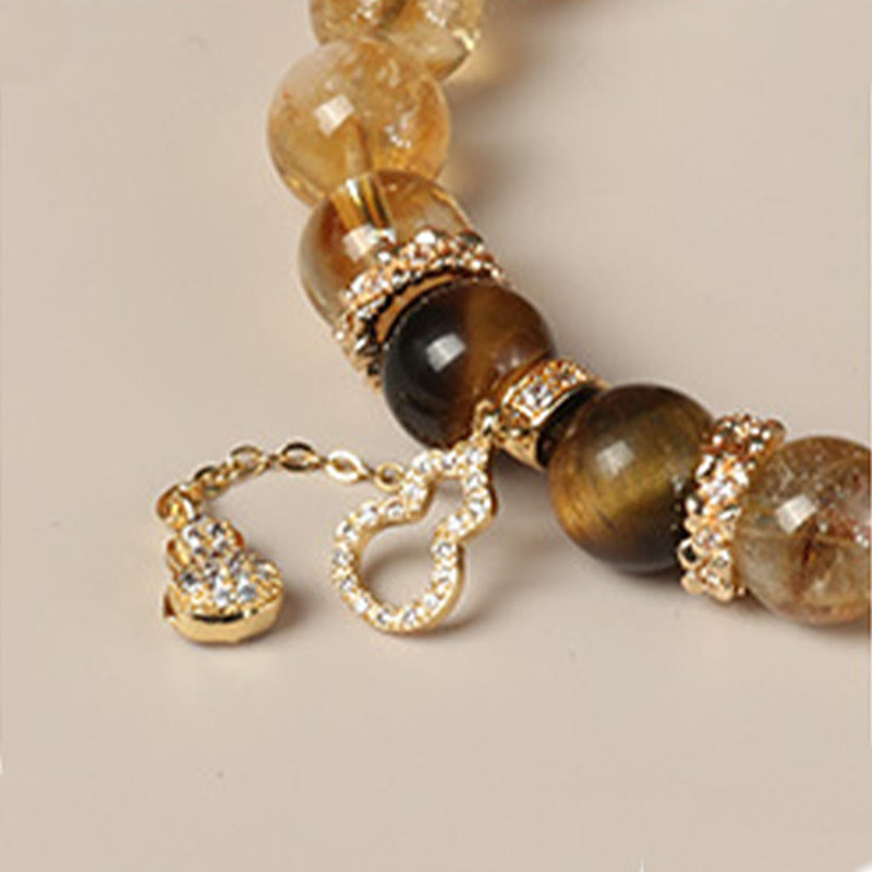 Buddha Stones Natural Tiger Eye Citrine Beads Fortune Gourd Strength Bracelet - image 12