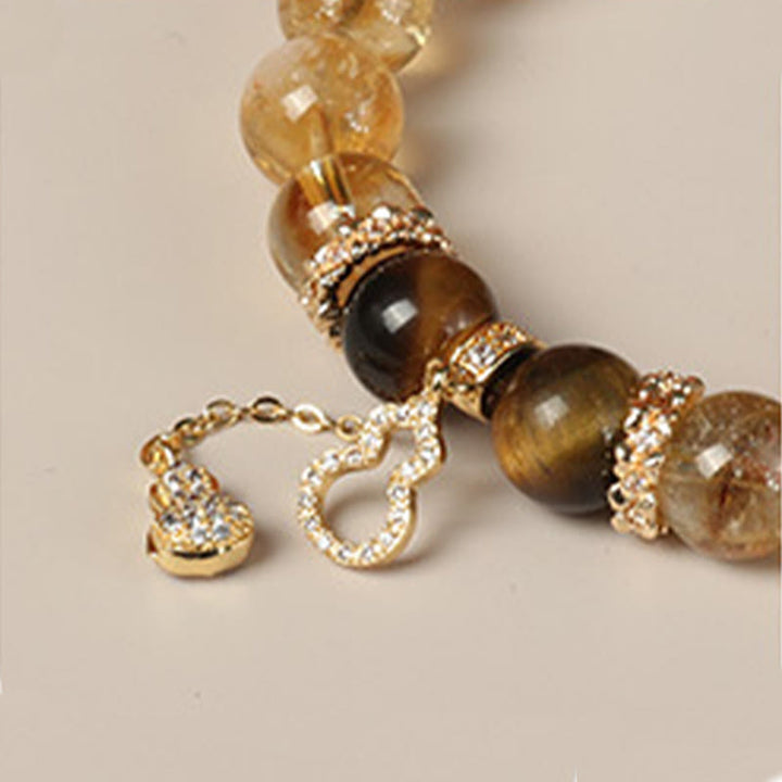 Buddha Stones Natural Tiger Eye Citrine Beads Fortune Gourd Strength Bracelet - image 12