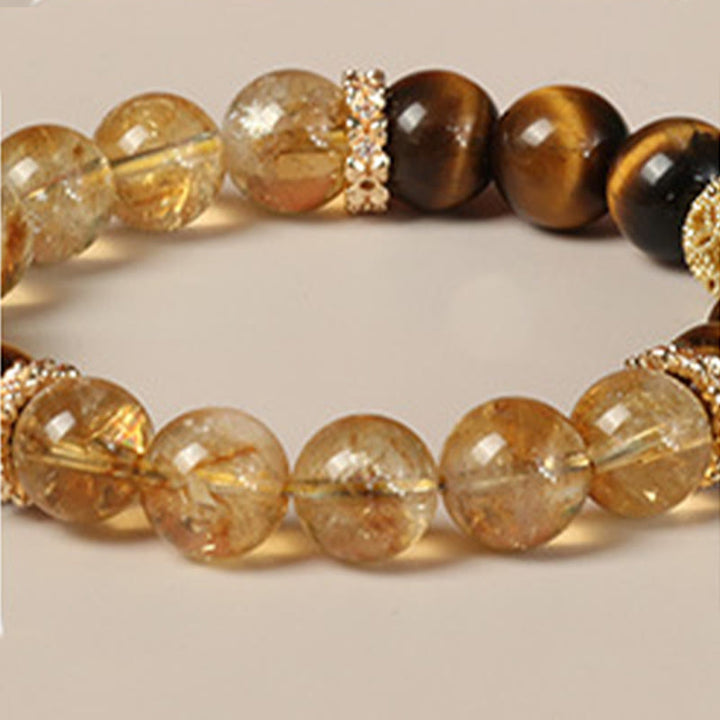 Buddha Stones Natural Tiger Eye Citrine Beads Fortune Gourd Strength Bracelet - image 10