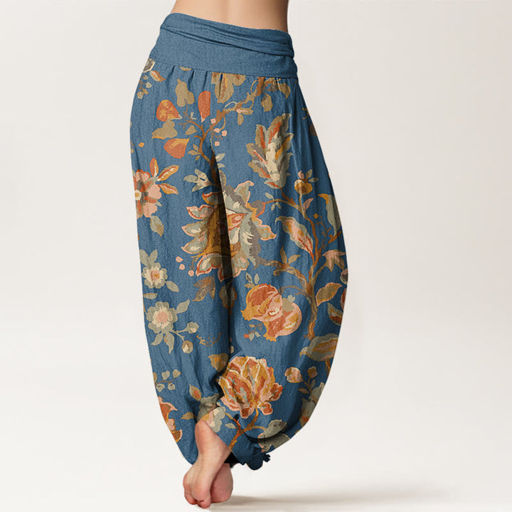 Buddha Stones Casual Blooming Flowers Buds Design Women's Elastic Waist Harem Pants - image 8