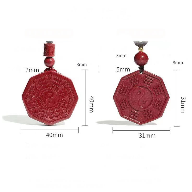Buddha Stones Natural Cinnabar Bagua Taishang Laojun Fu Character Calm Necklace Pendant - image 3