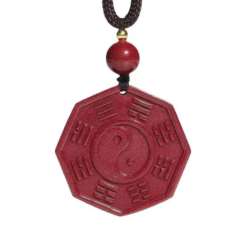 Buddha Stones Natural Cinnabar Bagua Taishang Laojun Fu Character Calm Necklace Pendant - image 4