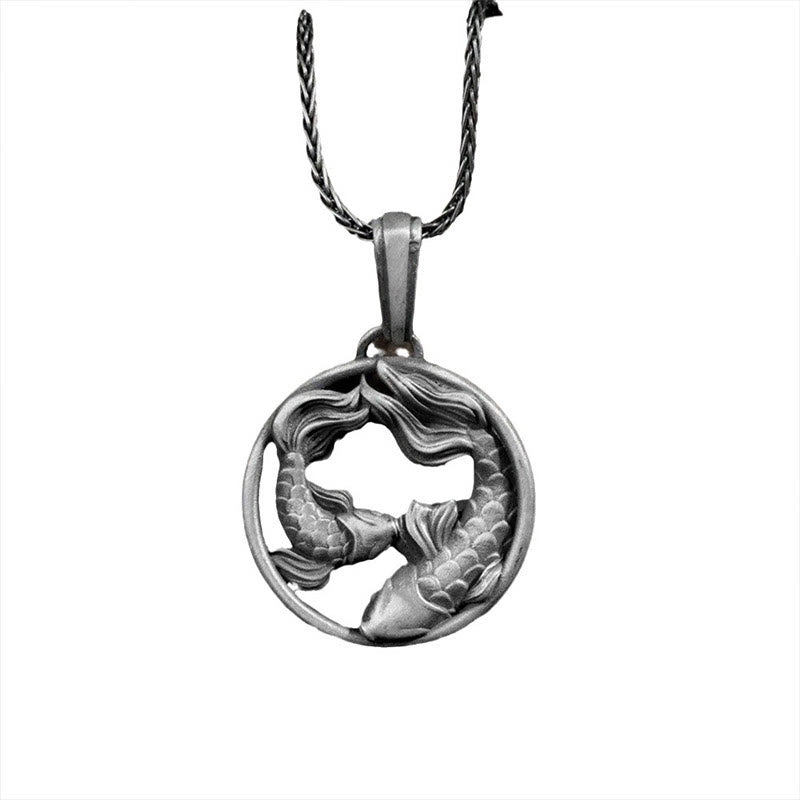 Buddha Stones Pure Tin Pisces Double Koi Fish Wealth Necklace Pendant - image 3