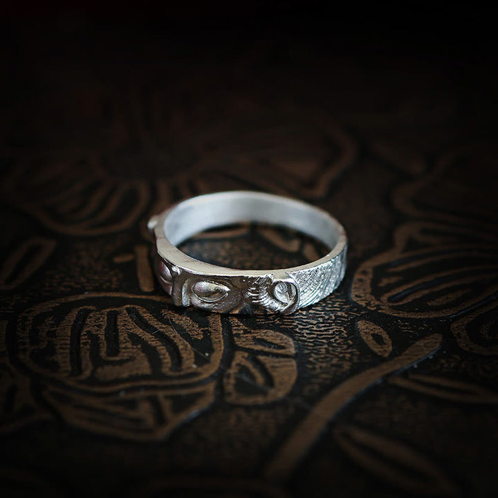 Buddha Stones 999 Sterling Silver Buddha Eyes Protection Ring - image 8