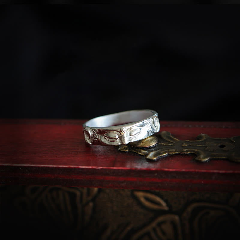 Buddha Stones 999 Sterling Silver Buddha Eyes Protection Ring - image 4