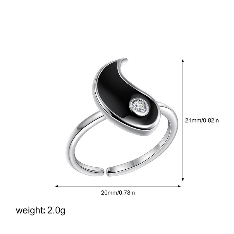 Buddha Stones Yin Yang Titanium Steel Cuff Balance Couple Ring - image 9