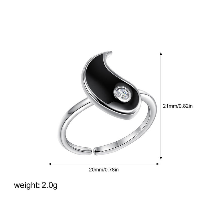 Buddha Stones Yin Yang Titanium Steel Cuff Balance Couple Ring - image 9
