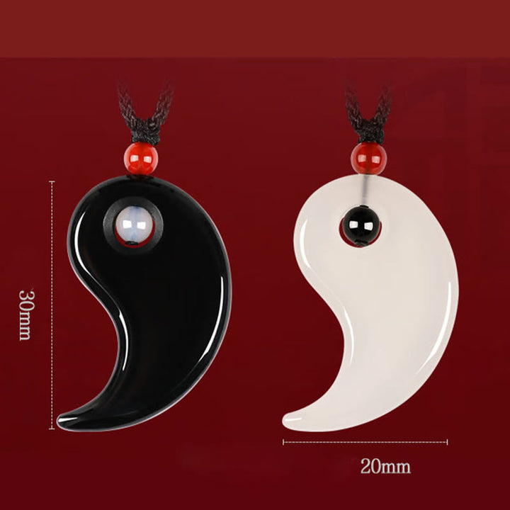 Buddha Stones Black Onyx White Agate Yin Yang Tai Chi Diagram Fortune Couple Necklace Pendant - image 7