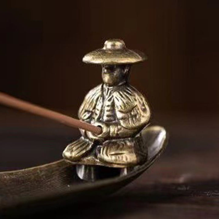 Buddha Stones Fisherman Boat Koi Fish Zinc Alloy Incense Stick Holder Healing Incense Burner Decoration - image 8