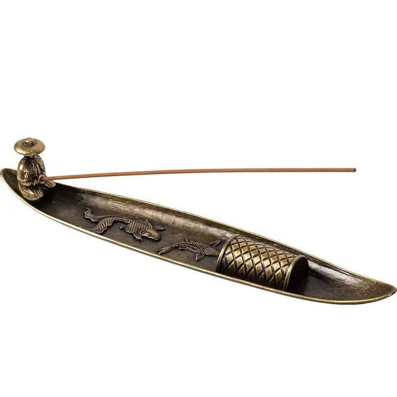 Buddha Stones Fisherman Boat Koi Fish Zinc Alloy Incense Stick Holder Healing Incense Burner Decoration - image 11