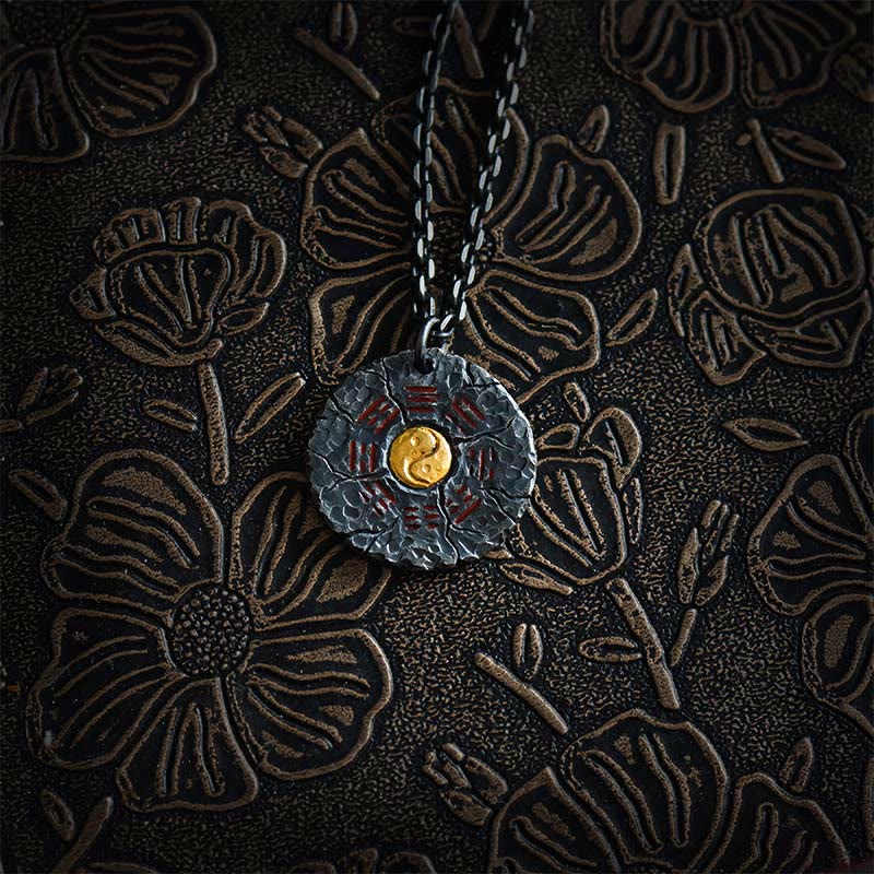 Buddha Stones 999 Sterling Silver 24k Gold Bagua Tai Chi Yin Yang Design Mountain Ghosts Spend Money Harmony Necklace Pendant - 999 Sterling Silver & Silver Chain - image 10