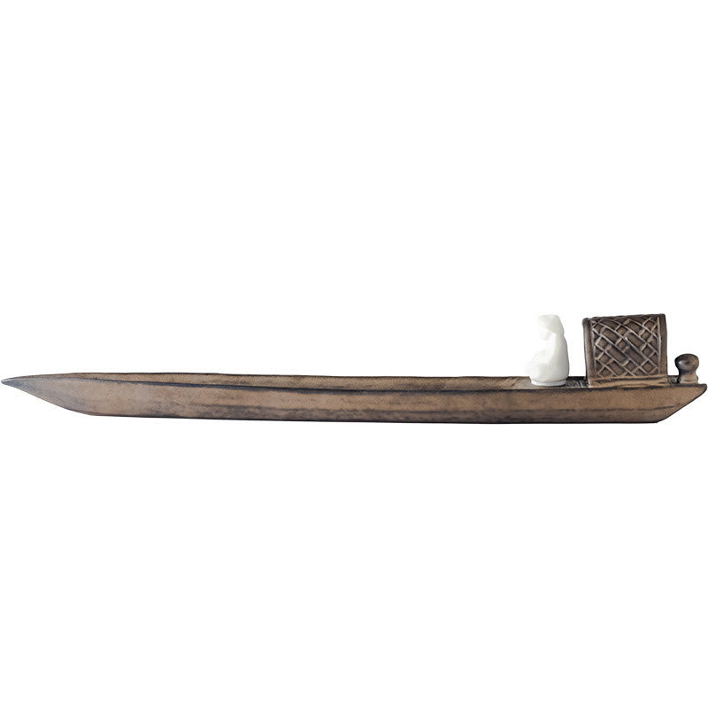 Buddha Stones Fisherman Zen Healing Brown Ceramic Stick Incense Burner Decoration - image 10