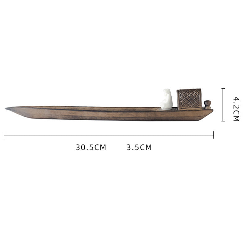 Buddha Stones Fisherman Zen Healing Brown Ceramic Stick Incense Burner Decoration - image 9