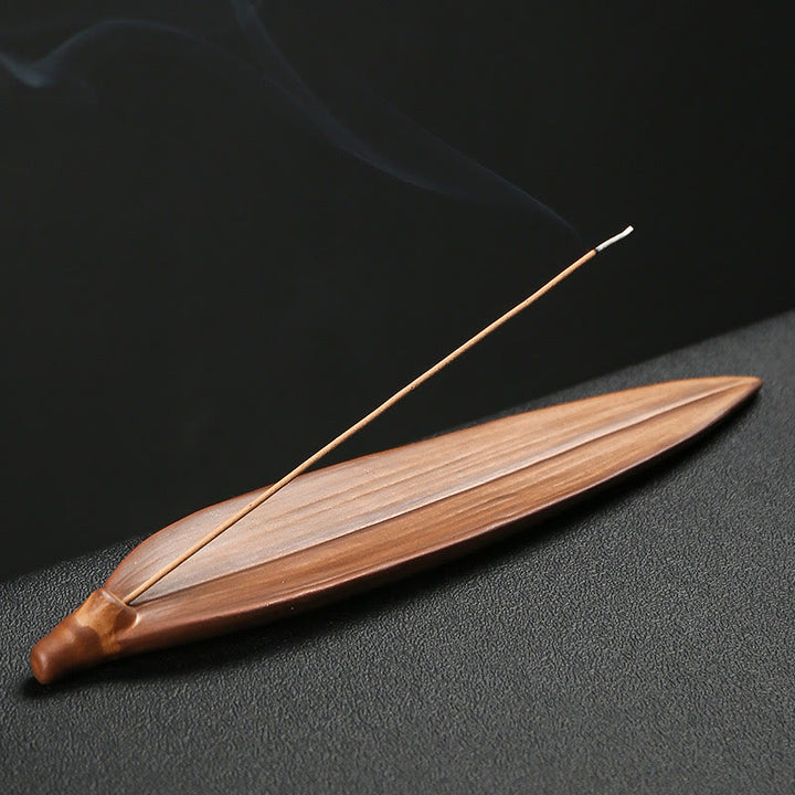 Buddha Stones Fisherman Fishing Boat Bamboo Buddha Hand Lotus Spiritual Healing Ceramic Stick Incense Burner Decoration - Bamboo 23.3*4.8*1.3cm - image 8