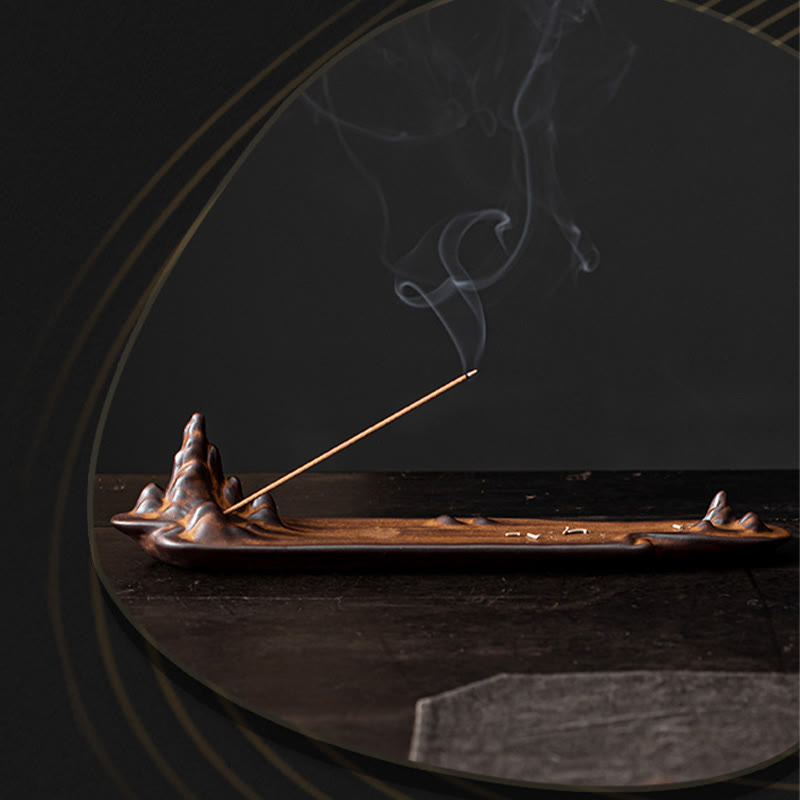Buddha Stones Mountains Boat Design Spiritual Healing Ceramic Stick Incense Burner Decoration - image 7