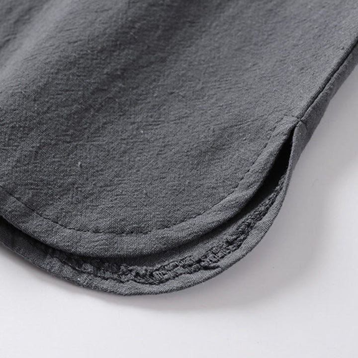 Buddha Stones Casual Plain Color Two Buttons Three Quarter Sleeve Cotton Linen Men's Shirt - image 11