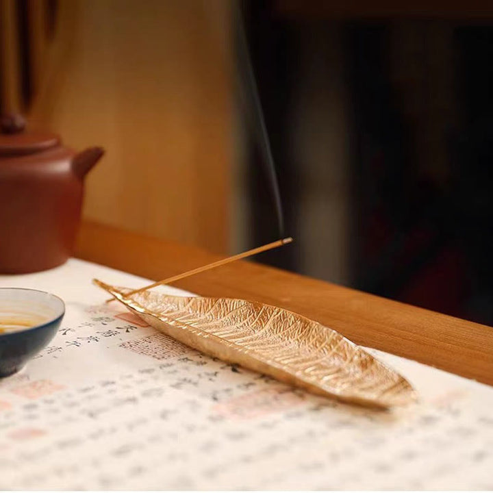 Buddha Stones Alloy Oriental Leaf Healing Incense Burner Decoration - image 7