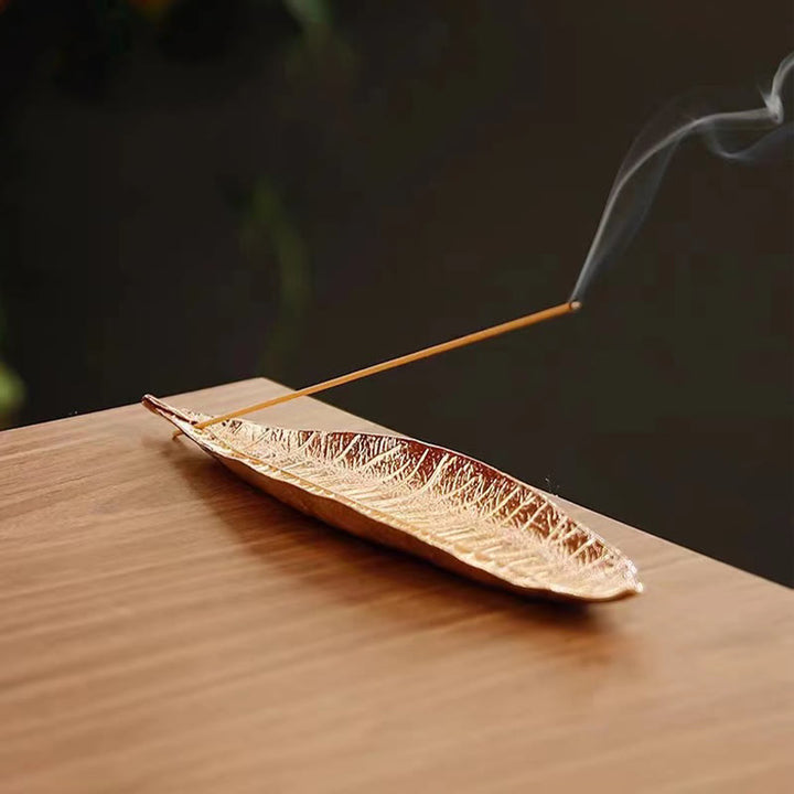 Buddha Stones Alloy Oriental Leaf Healing Incense Burner Decoration - image 8